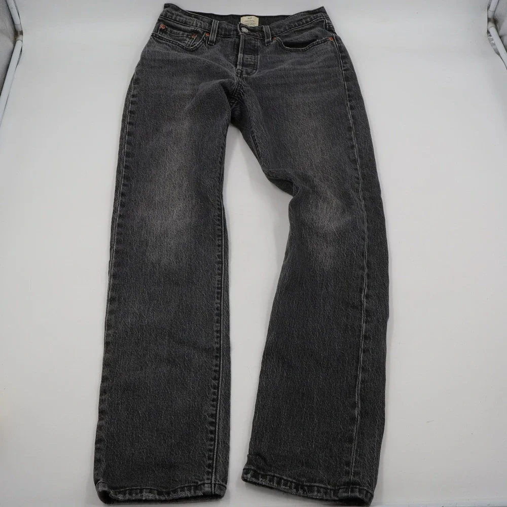 Levi's 501 Original Jeans Mens 28x32 Black Faded Straight Leg Button Fly Premium